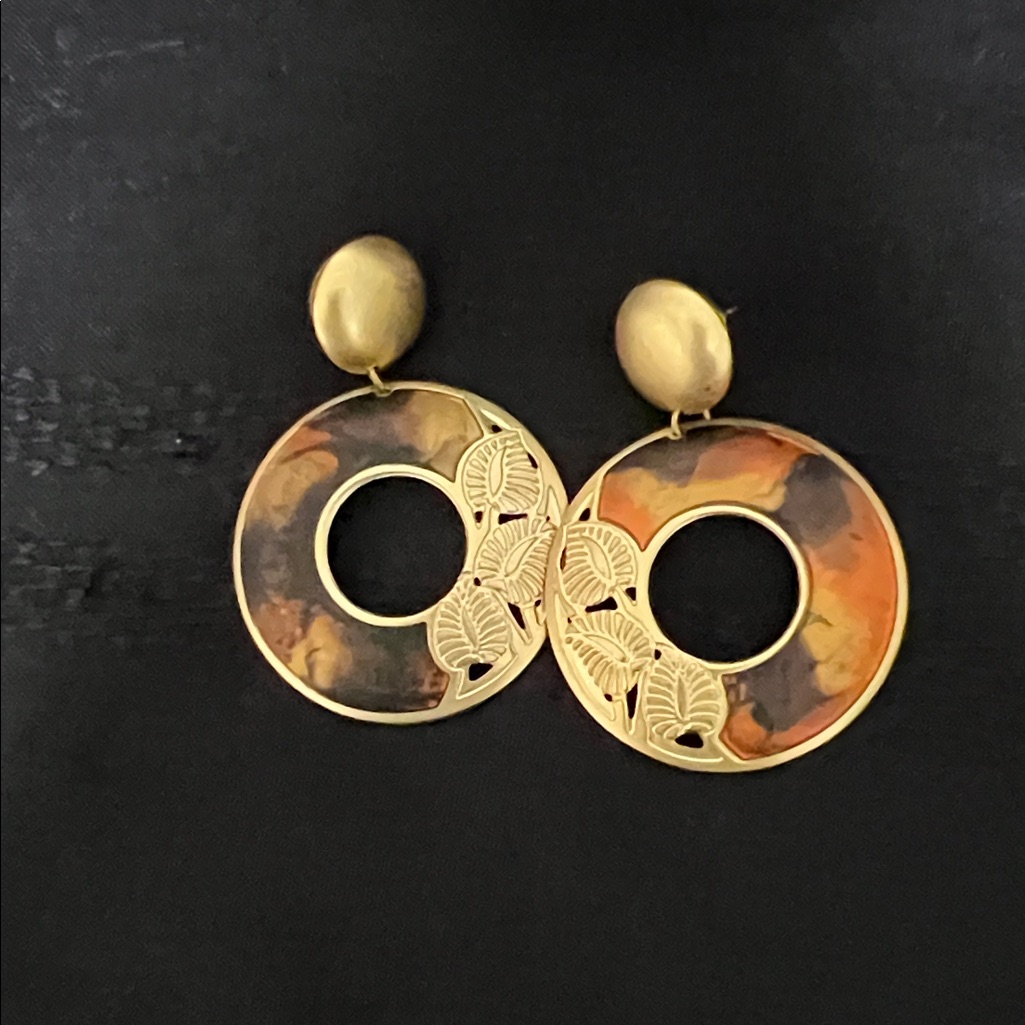 Chic Gold And Brown Leaf Earrings